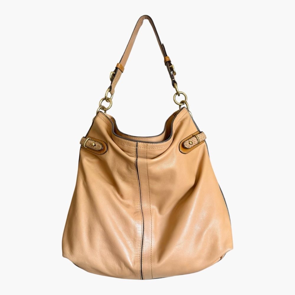 Coach Colette Leather Hobo Bag Tan Python Trim Slouchy Shoulder Bag 16418 - Picture 2 of 15